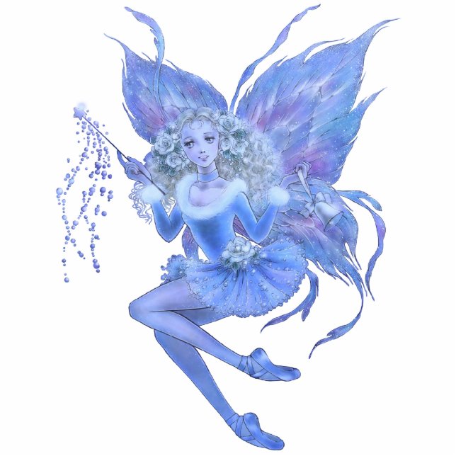 Blue Christmas Fairy Ornament Photo Sculpture Decoration (Front)