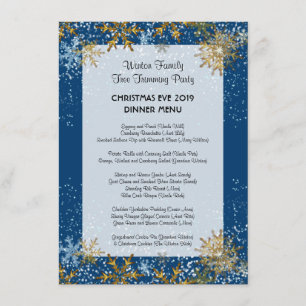 Blue Christmas Family Dinner Menu Template