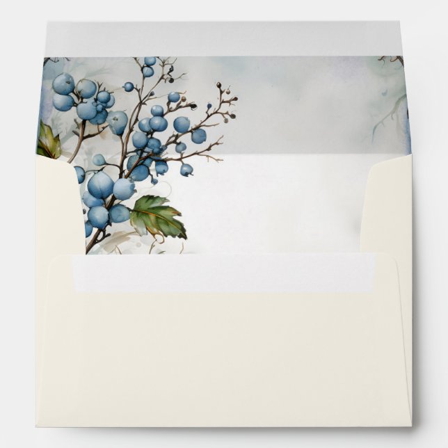 Blue Christmas Flowers Invitation Envelope (Back (Bottom))