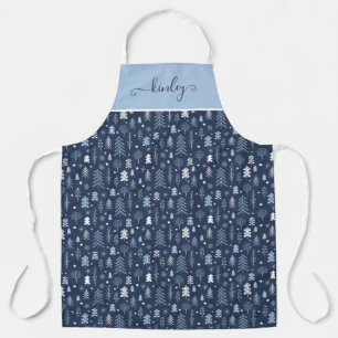 Blue Christmas Forest Apron