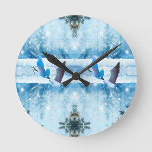 Blue Christmas Geese Clock
