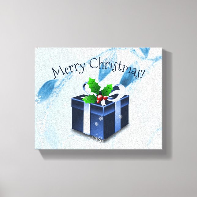 Blue Christmas Gift Canvas Print (Front)