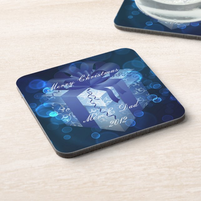 Blue Christmas Gift Coaster (Left Side)