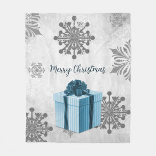Blue Christmas Gift Holiday Fleece Blanket