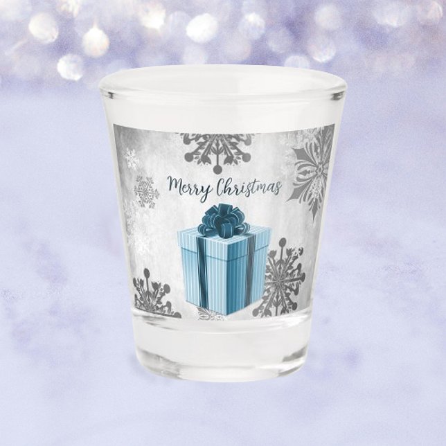 Blue Christmas Gift Holiday Shot glass (Blue Christmas Gift Holiday Shot Glass)