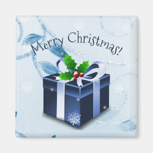 Blue Christmas Gift Magnet