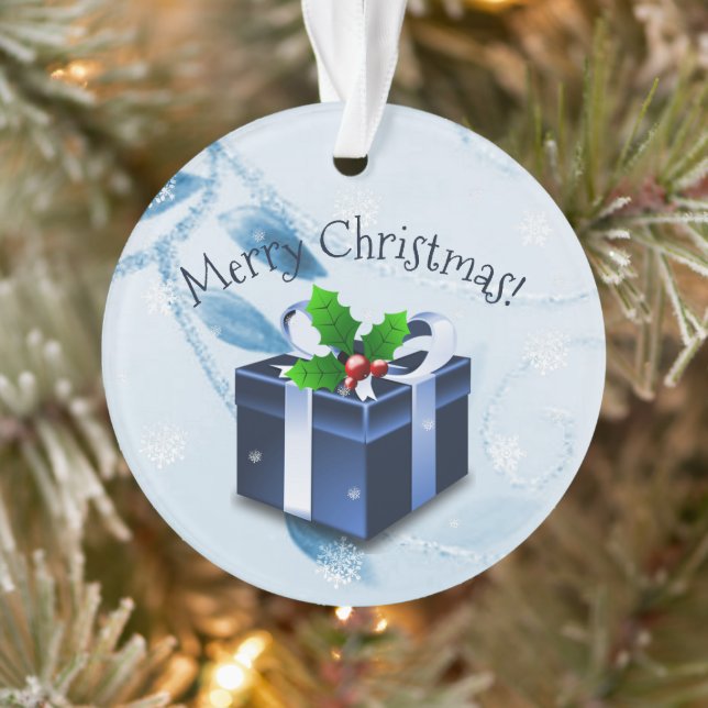 Blue Christmas Gift Ornament (Tree)