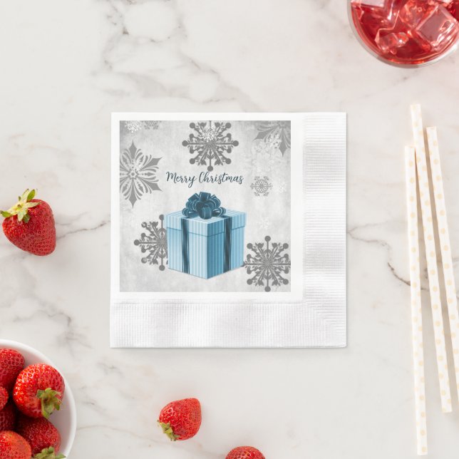 Blue Christmas Gift Paper Napkin (Insitu)
