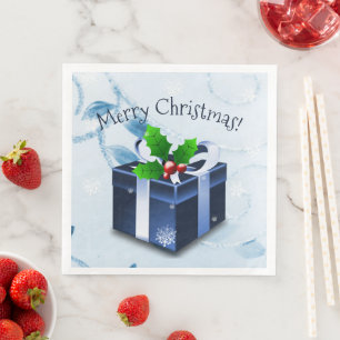 Blue Christmas Gift Paper Napkin