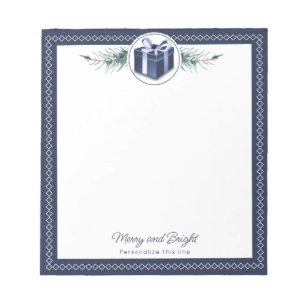 Blue Christmas Gift Personalized Notepad