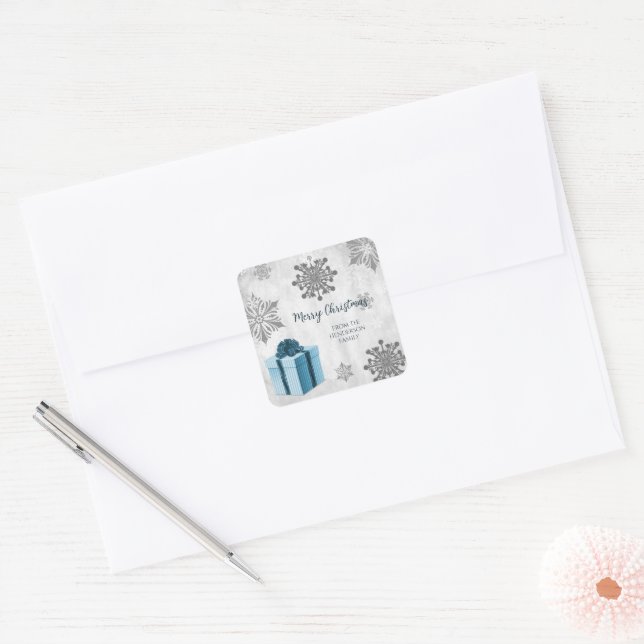 Blue Christmas Gift Sticker (Envelope)