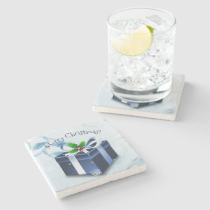 Blue Christmas Gift Stone Coaster