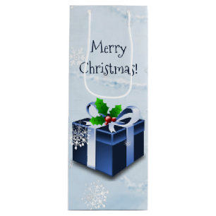 Blue Christmas Gift Wine Gift Bag