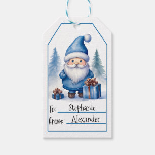 Blue Christmas Gnome (6) Gift Tags