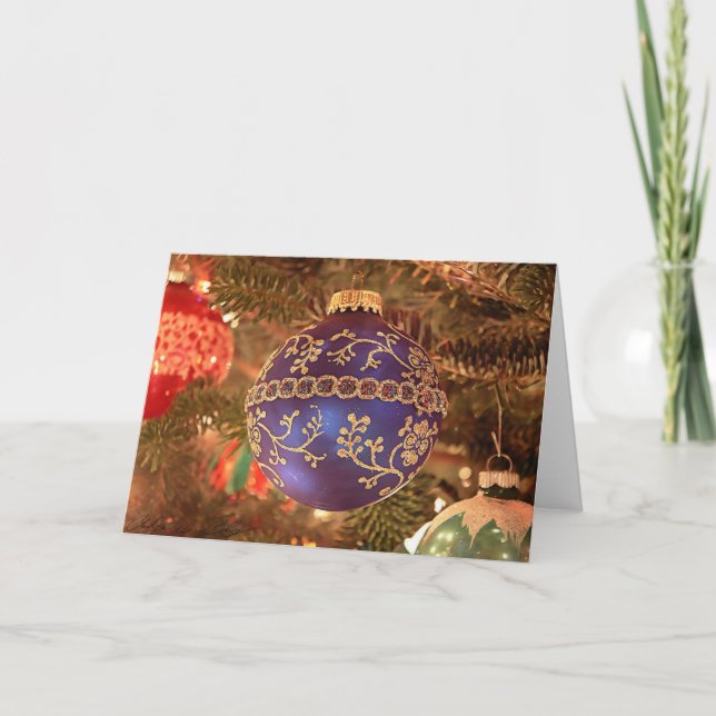 Blue Christmas Holiday Card (Front)