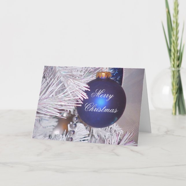 Blue Christmas Holiday Card (Front)