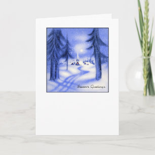 Blue Christmas Holiday Card