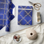 Blue Christmas Holiday Gold Glitter Damask Gift Wrapping Paper<br><div class="desc">Blue metallic background with faux gold glitter damask pattern for a beautiful and elegant Christmas holiday gift wrap.  Many other companion papers to blend with this beautiful paper.</div>