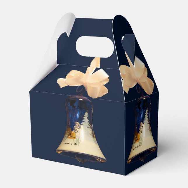 Blue Christmas Jingle Bells Favour Gift Boxes (Front Side)