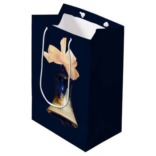 Blue Christmas Jingle Bells Gift Bags Wine Bags (Front Angled)
