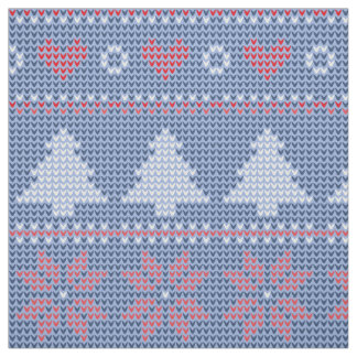 Blue Christmas Knitting Pattern Fabric