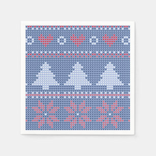 Blue Christmas knitting pattern Napkin