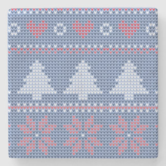 Blue Christmas knitting pattern Stone Coaster