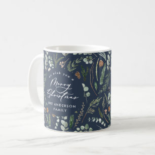 Blue Christmas minimal elegant botanical photo Coffee Mug