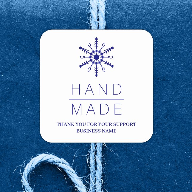  Blue Christmas Modern Snowflake for Business Square Sticker (Blue Christmas Modern Snowflake for Business Square Sticker.)