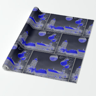 Blue Christmas night Wrapping Paper