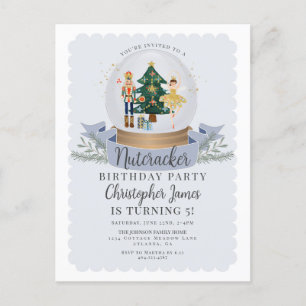 Blue Christmas Nutcracker birthday party invite Postcard