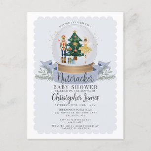 Blue Christmas Nutcracker boy baby shower invite Postcard