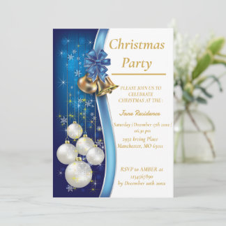 Blue Christmas Ornament Invitation