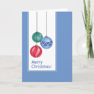 Blue Christmas Ornaments Card