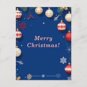 ✨ Blue Christmas Ornaments Elegant Winter Holiday Postcard