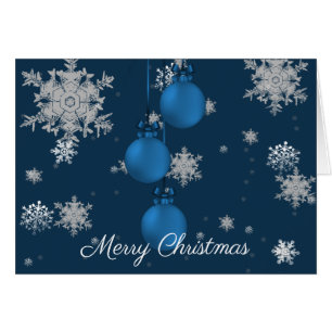 Blue Christmas Ornaments Greeting Card