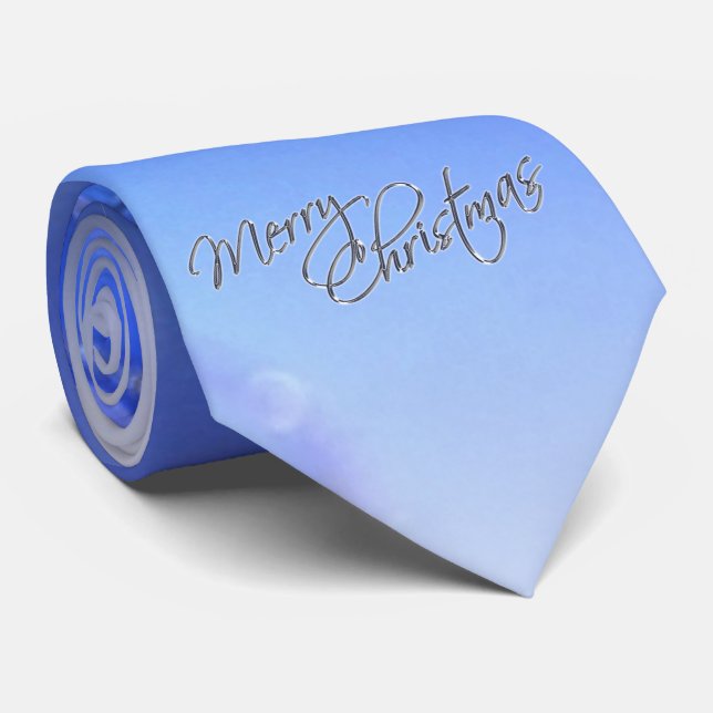 Blue Christmas Ornaments Merry Christmas Men's Tie (Rolled)