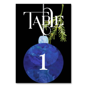 Blue Christmas OrnamentWedding Reception Table Number