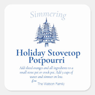 Blue Christmas Pagoda Tree Stovetop Potpourri  Square Sticker