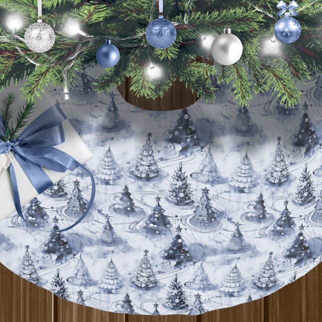 Blue Christmas Pattern#3 ID1009 Brushed Polyester Tree Skirt (Creator Uploaded)