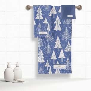 Blue Christmas Pattern#6 ID1009 Bath Towel Set