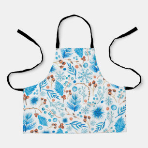 Blue Christmas Pattern Apron