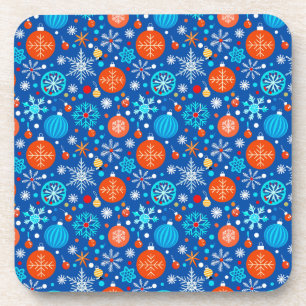 Blue christmas pattern coaster