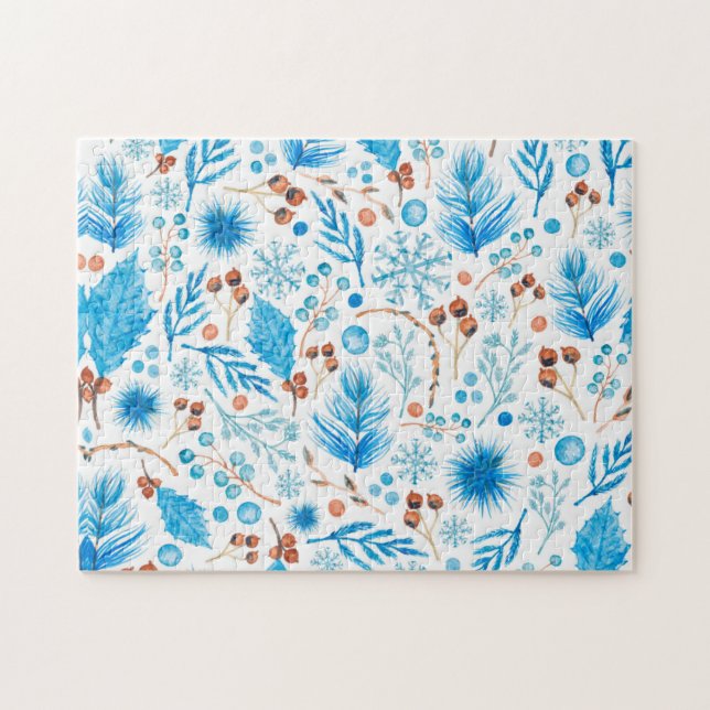 Blue Christmas Pattern Jigsaw Puzzle (Horizontal)
