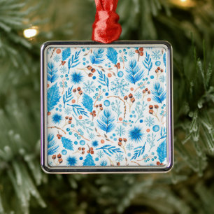 Blue Christmas Pattern Metal Tree Decoration