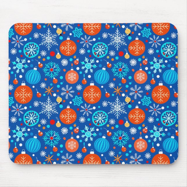 Blue christmas pattern mouse mat (Front)