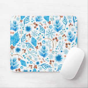 Blue Christmas Pattern Mouse Mat
