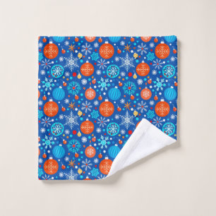 Blue christmas pattern wash cloth