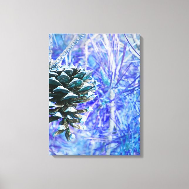 Blue Christmas Pinecone- Wrapped Canvas (Front)
