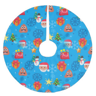 blue christmas poop emoji brushed polyester tree skirt